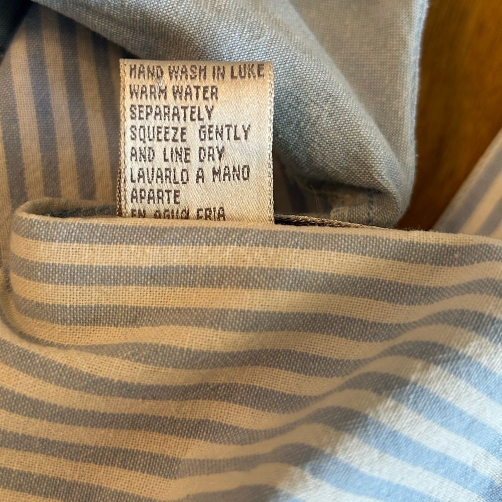 Vintage Jane Ashley Blue & White Striped Embroidered Shirt - pearl beading- 1X - Picture 11 of 12